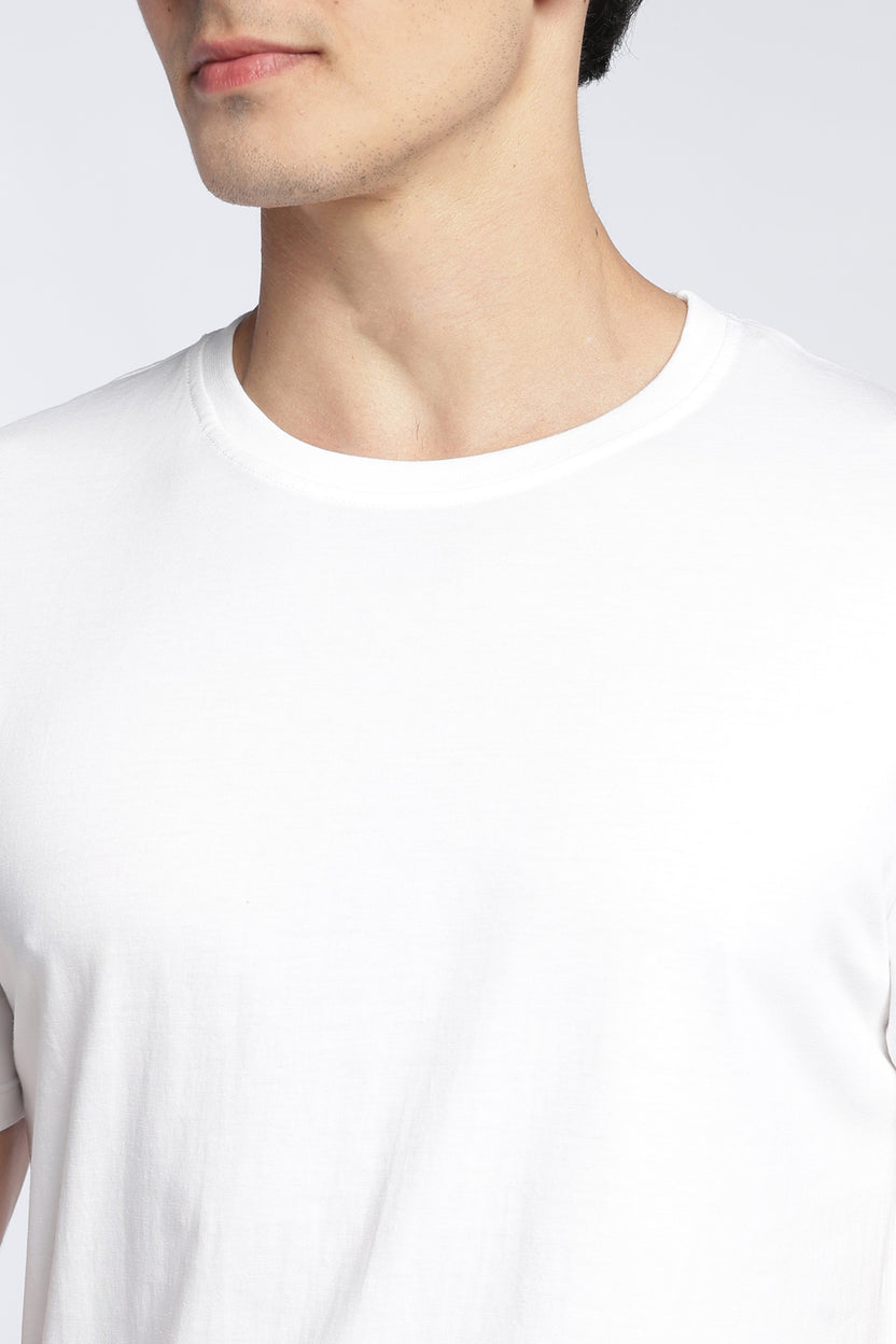 White Cotton Regular Fit T-Shirt For Men - Image 3