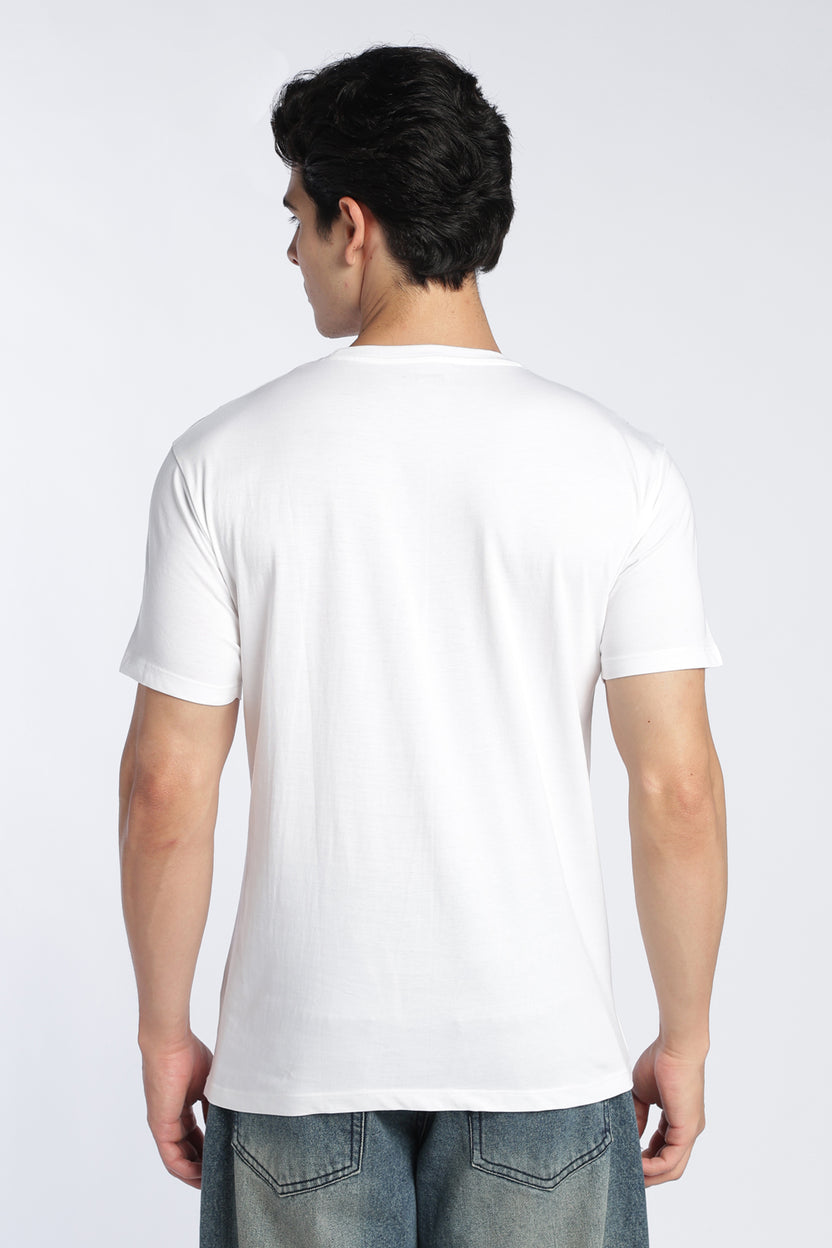 White Cotton Regular Fit T-Shirt For Men - Image 5