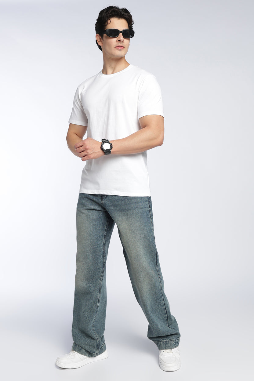 White Cotton Regular Fit T-Shirt For Men - Image 6