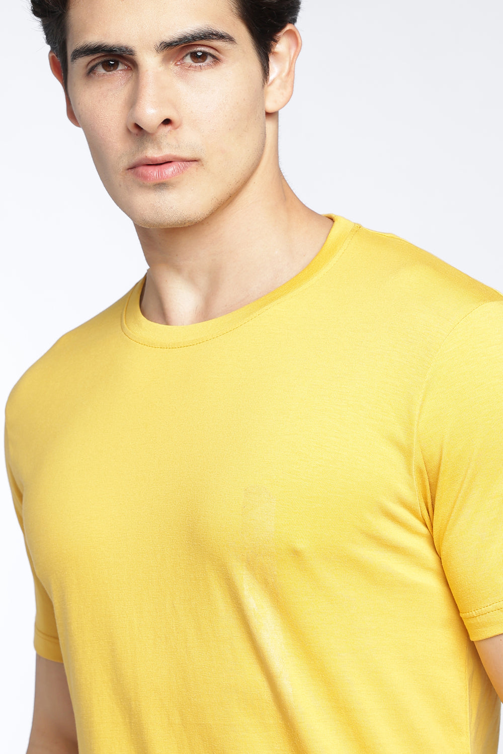 Yellow Cotton Regular Fit T-Shirt For Men - Image 3