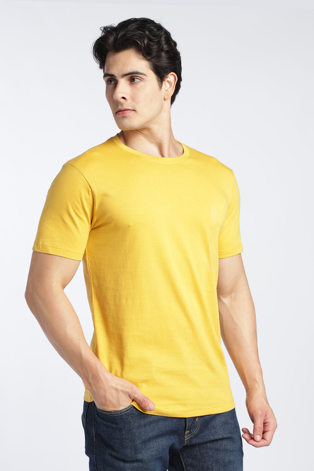 Yellow Cotton Regular Fit T-Shirt For Men - Image 4