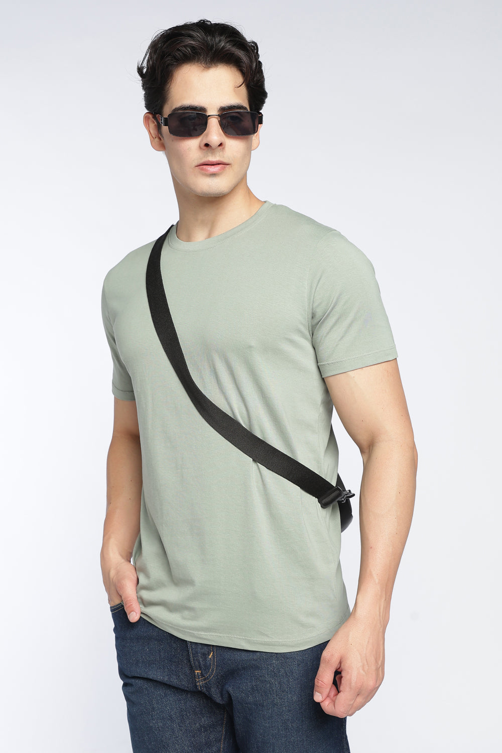 Light Green Cotton Regular Fit T-Shirt For Men - Image 1