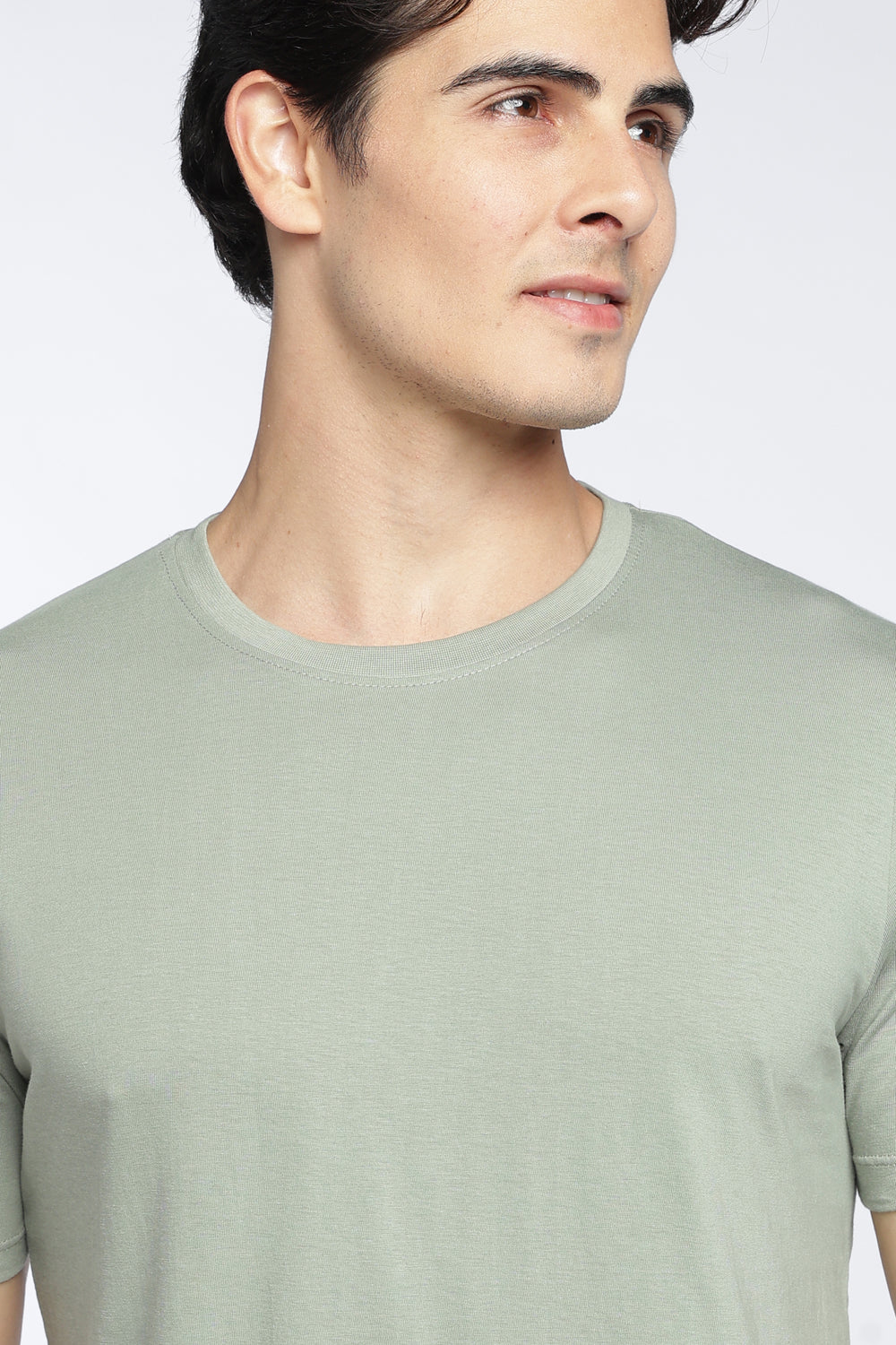 Light Green Cotton Regular Fit T-Shirt For Men - Image 3