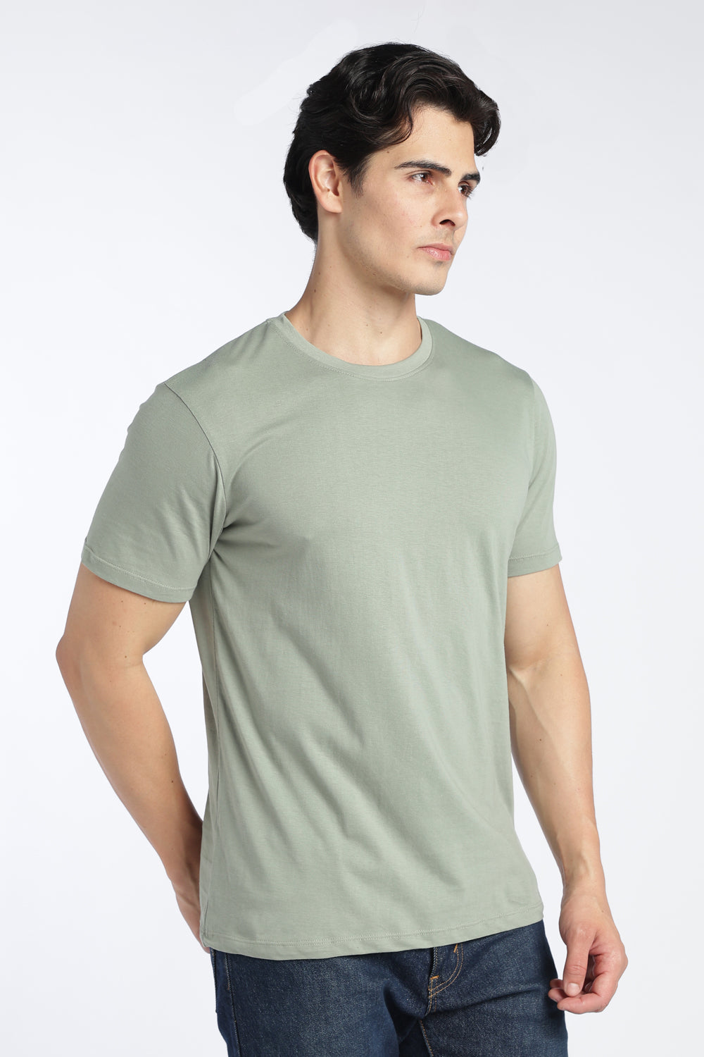 Light Green Cotton Regular Fit T-Shirt For Men - Image 4