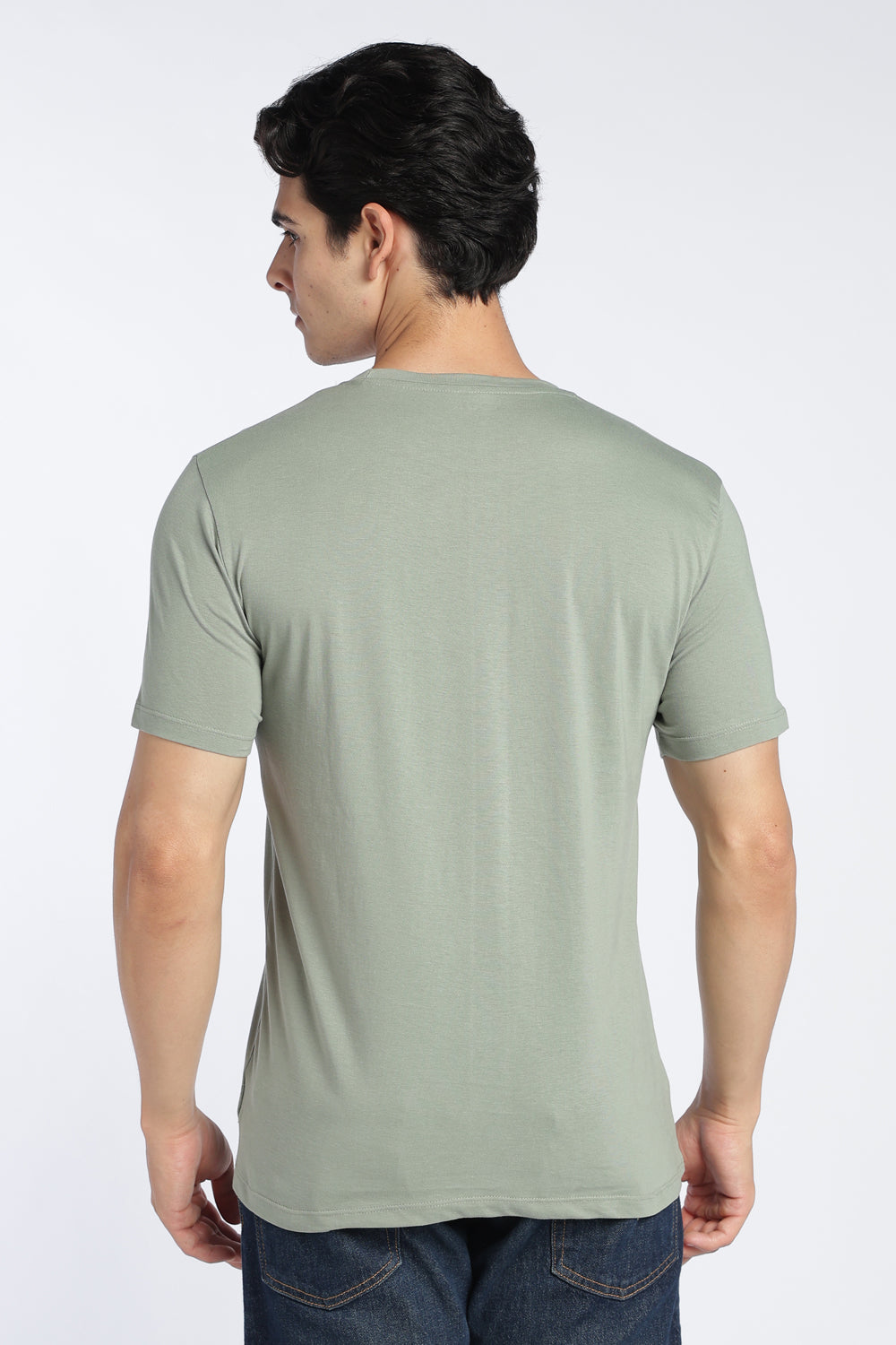 Light Green Cotton Regular Fit T-Shirt For Men - Image 5
