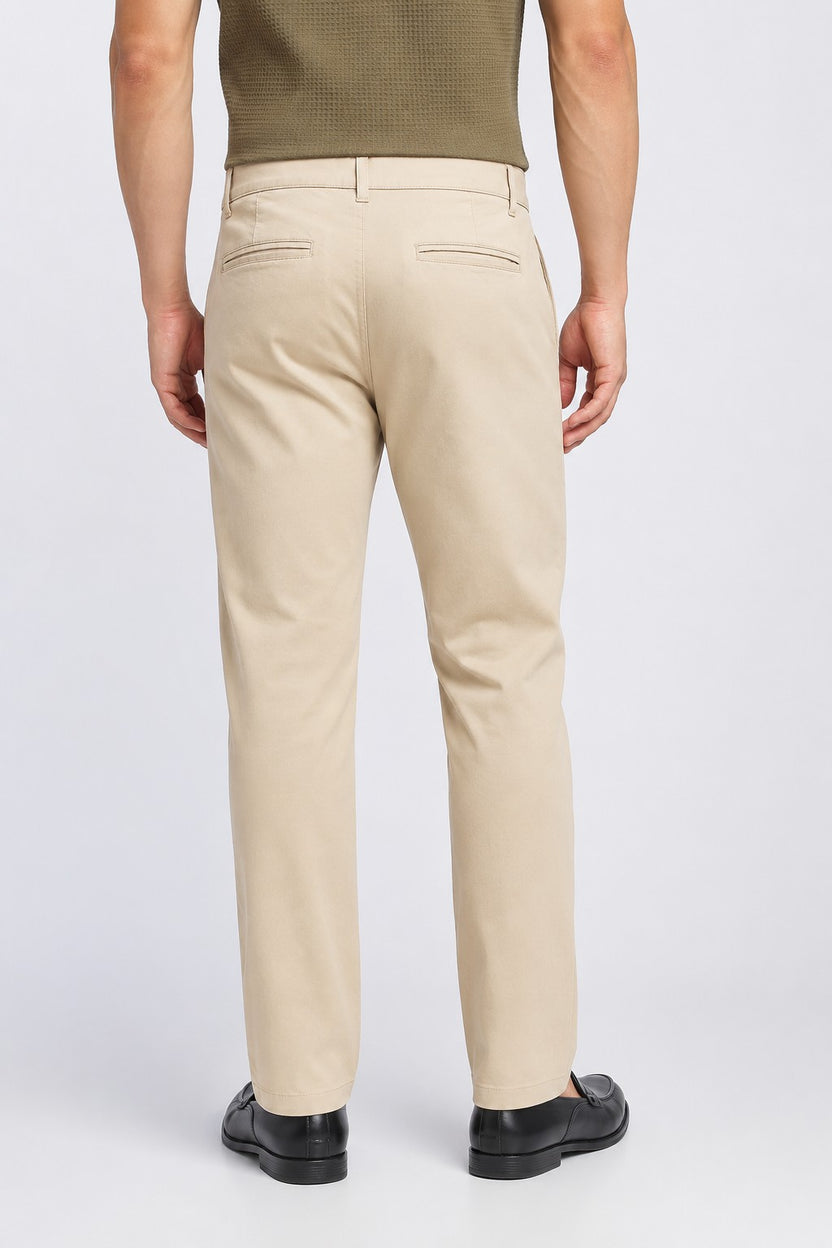 Beige Regular Fit Chinos With 4 Pocket For Men - Image 5
