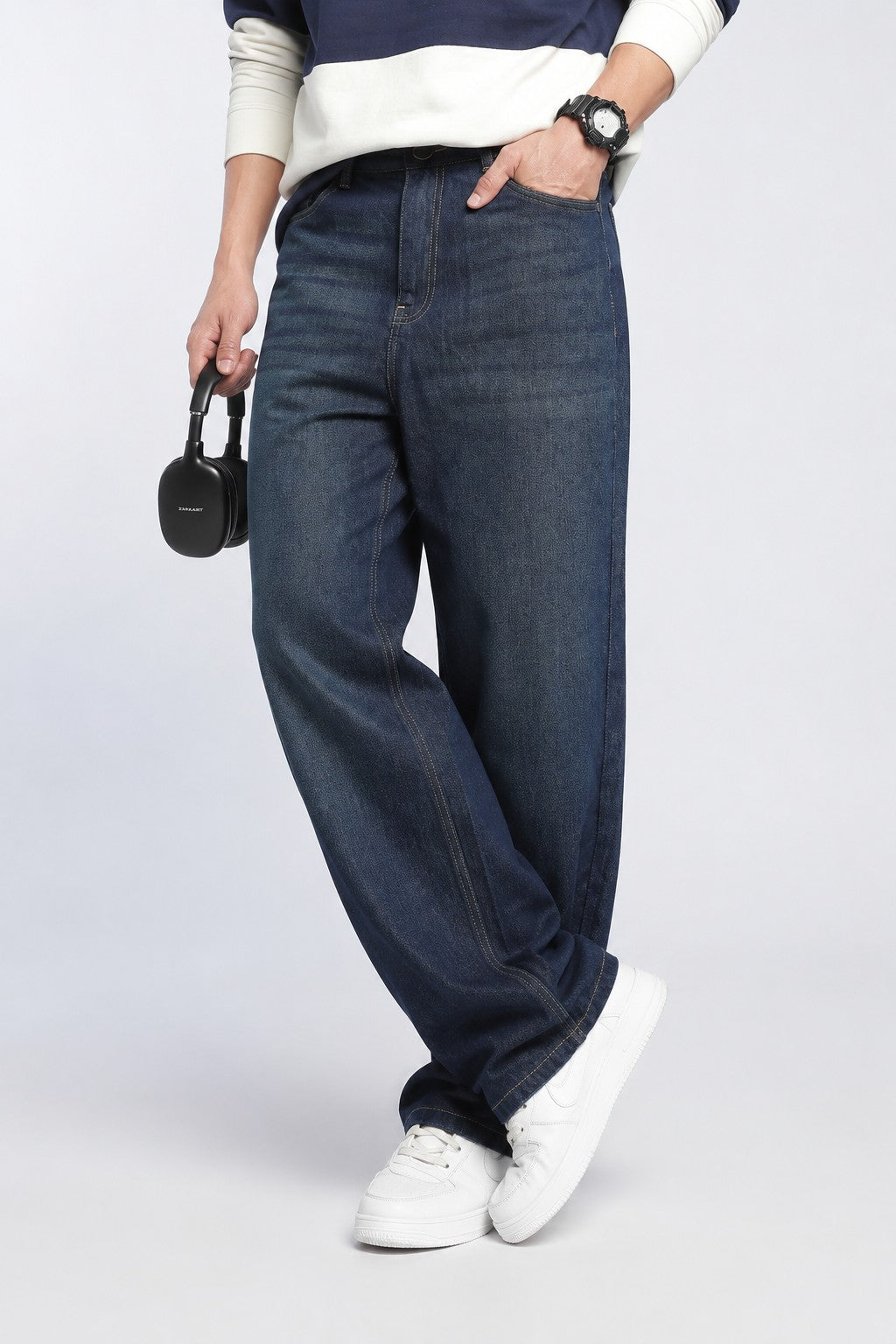 Blue Baggy Fit Jeans With 5 Pocket For Men - Image 1
