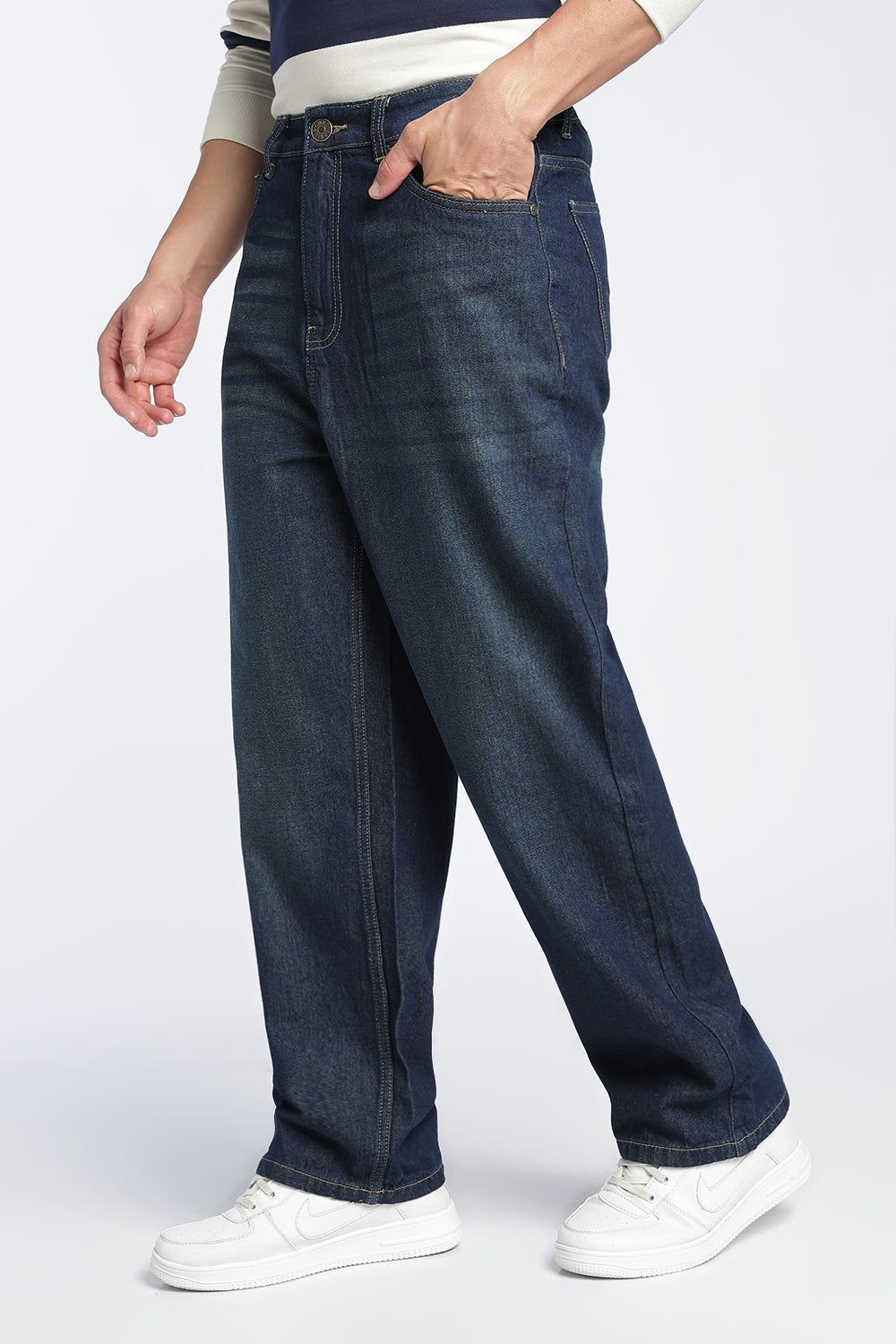 Blue Baggy Fit Jeans With 5 Pocket For Men - Image 4