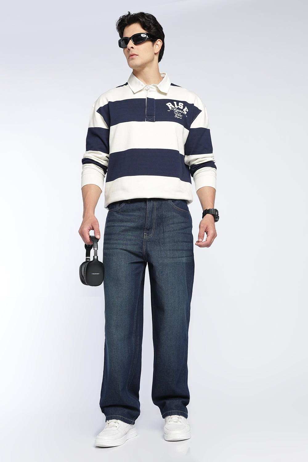 Blue Baggy Fit Jeans With 5 Pocket For Men - Image 6