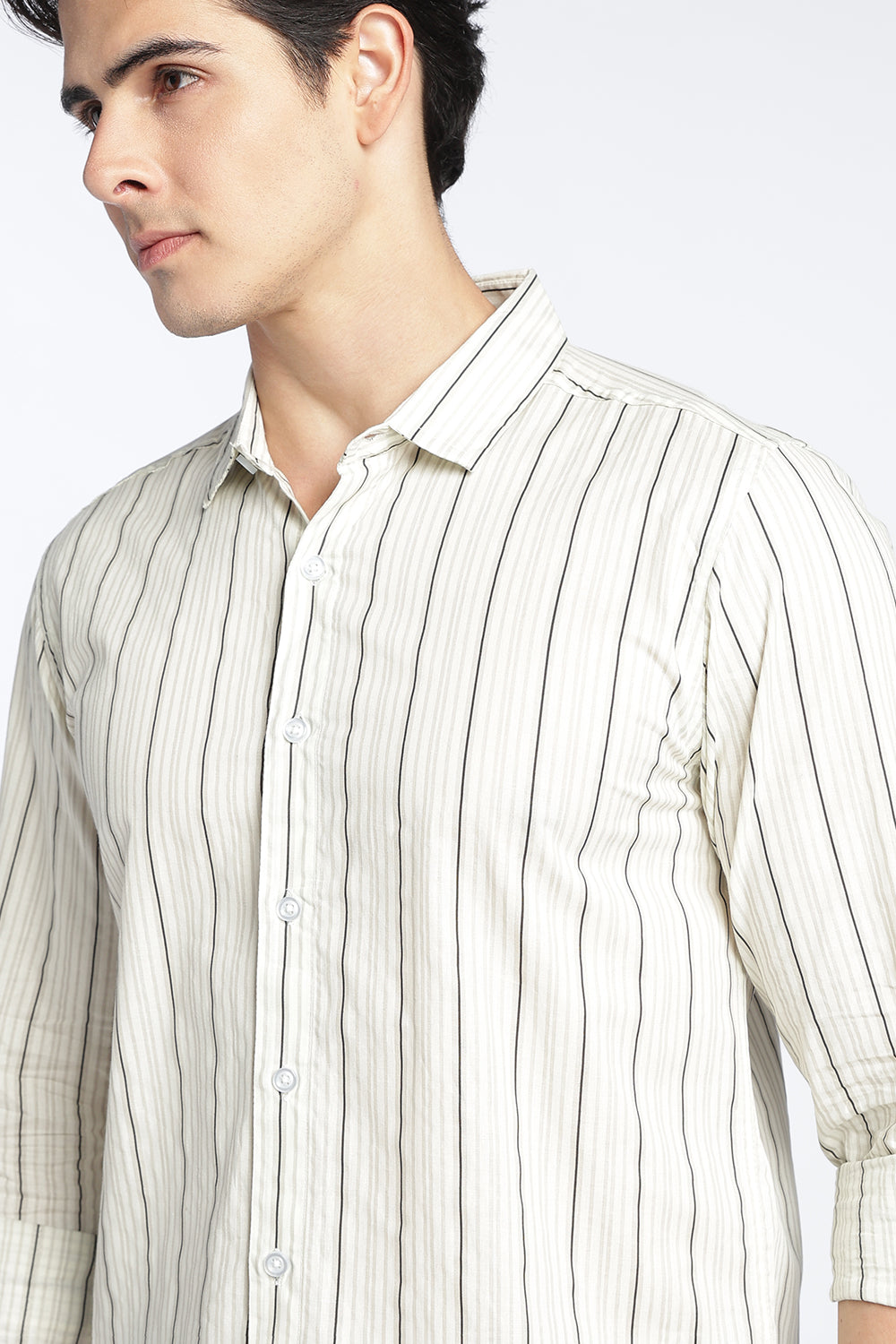Off White Stripes Regular Fit Shirt For Men - Image 3