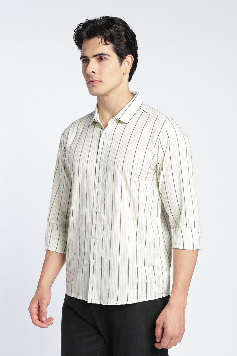 Off White Stripes Regular Fit Shirt For Men - Image 4