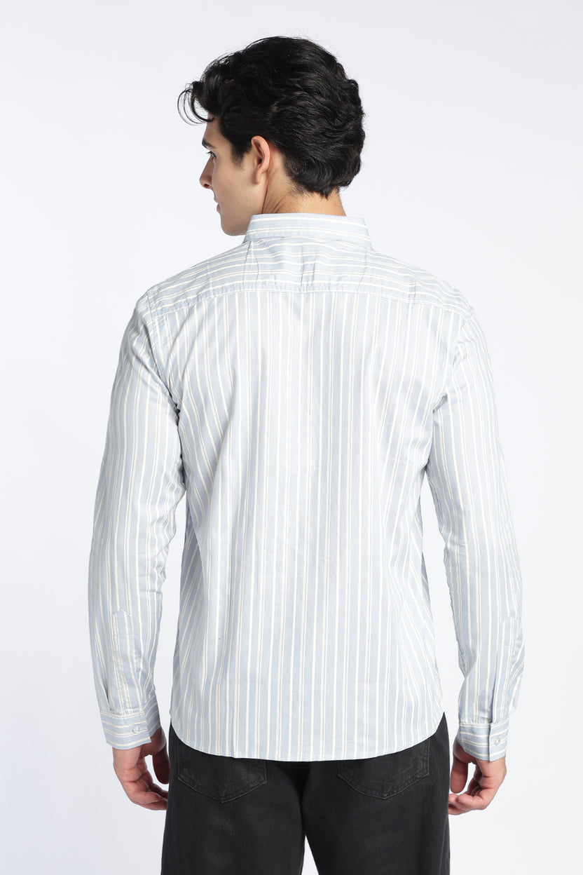Light Blue Stripes Regular Fit Shirt For Men - Image 5
