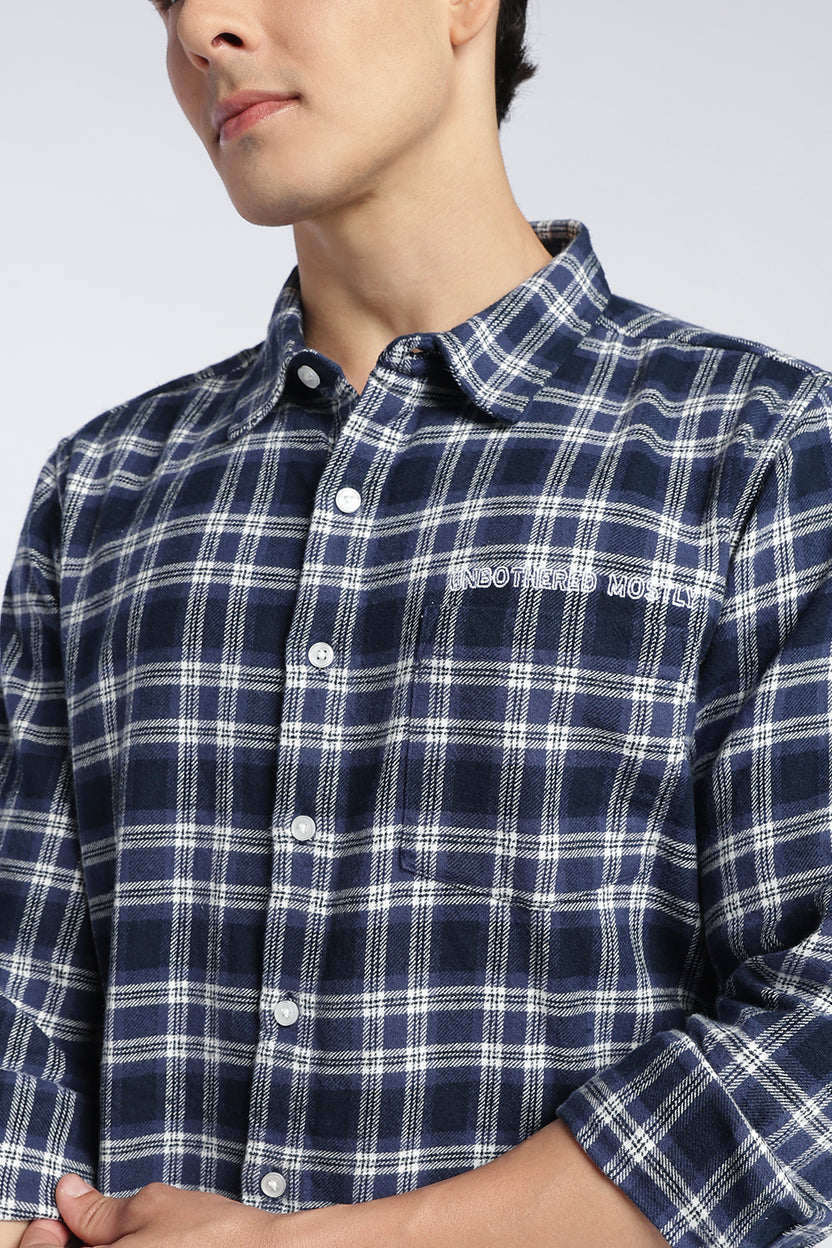 Navy Cotton Regular Fit Shirt For Men - Image 3