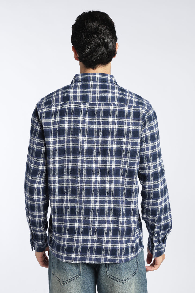 Navy Cotton Regular Fit Shirt For Men - Image 5