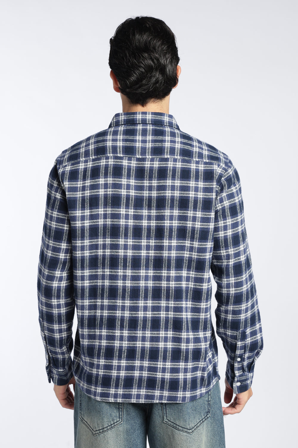 Navy Cotton Regular Fit Shirt For Men - Image 5