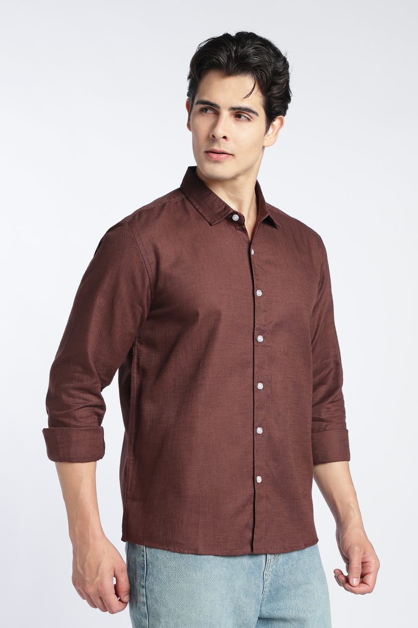 Brown Cotton Regular Fit Shirt For Men - Image 4