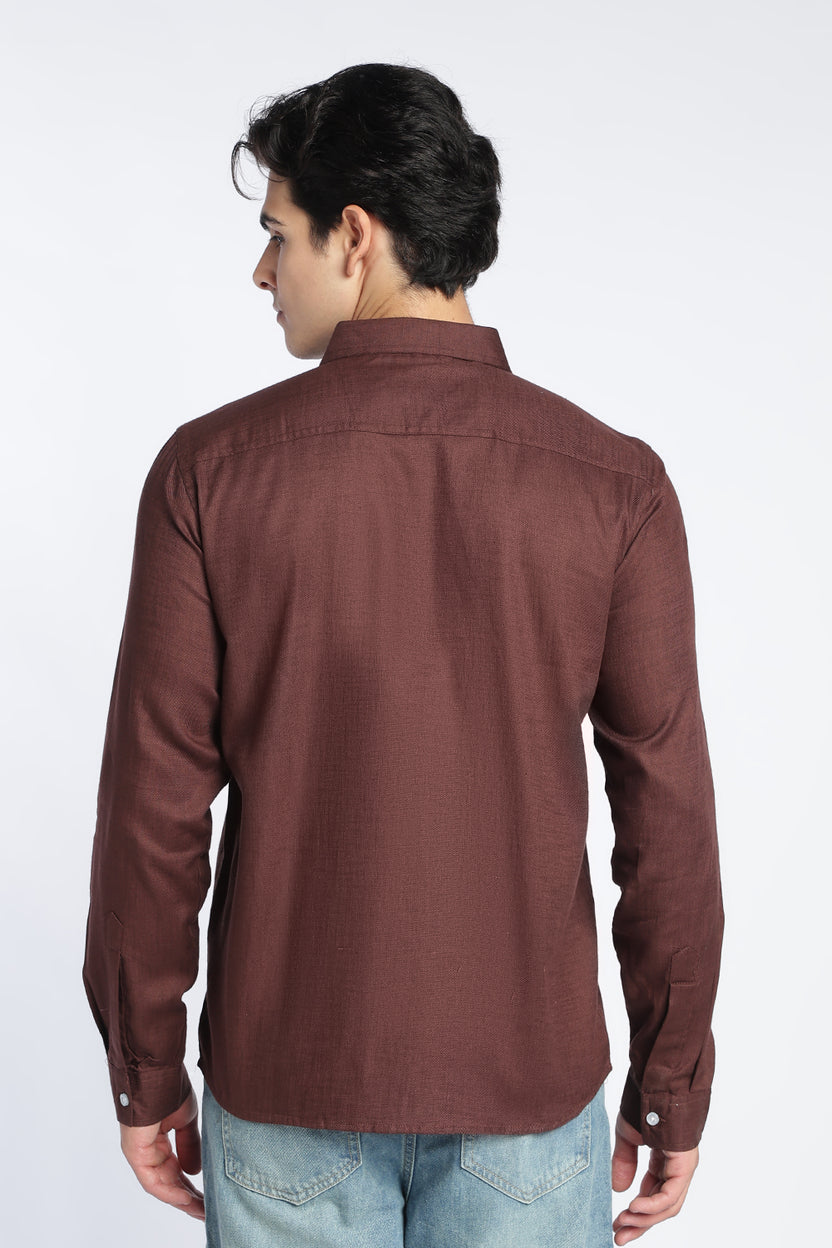 Brown Cotton Regular Fit Shirt For Men - Image 5
