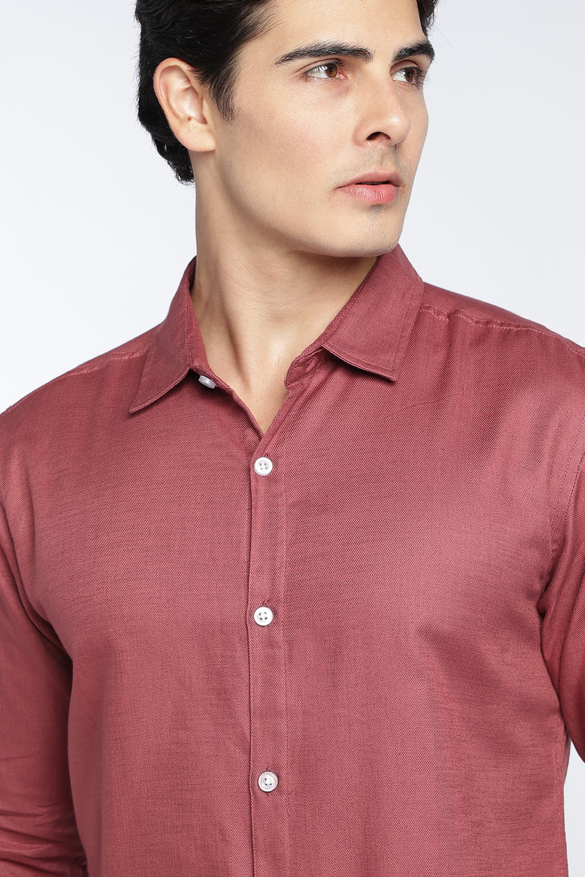 Pink Cotton Regular Fit Shirt For Men - Image 3