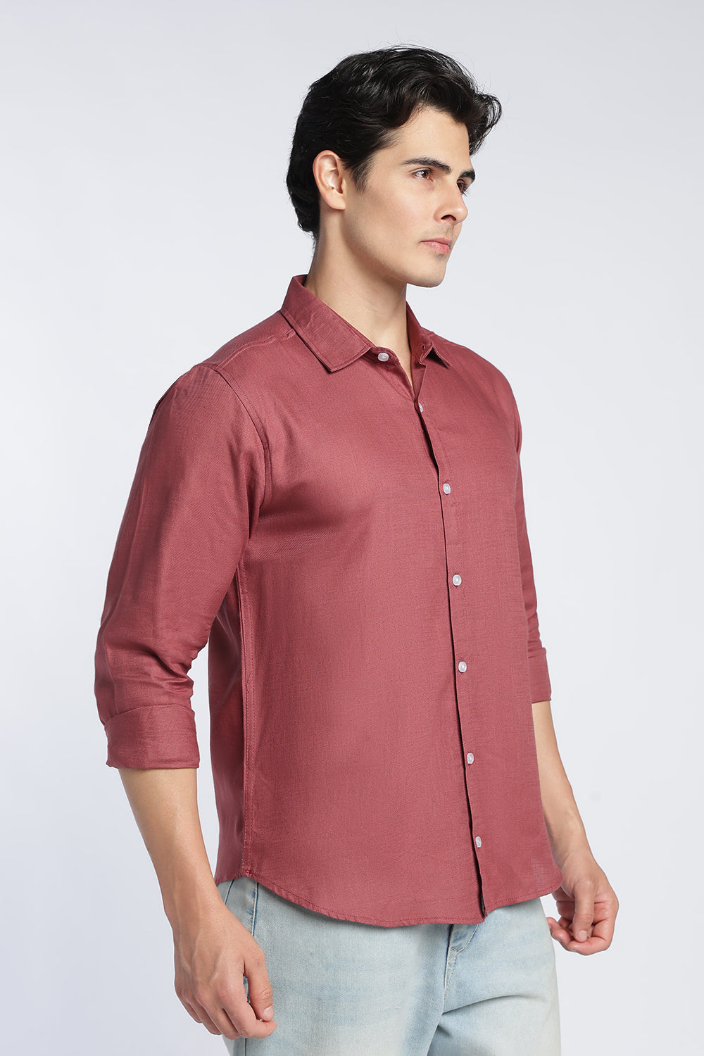 Pink Cotton Regular Fit Shirt For Men - Image 4