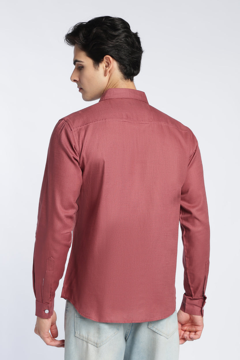 Pink Cotton Regular Fit Shirt For Men - Image 5