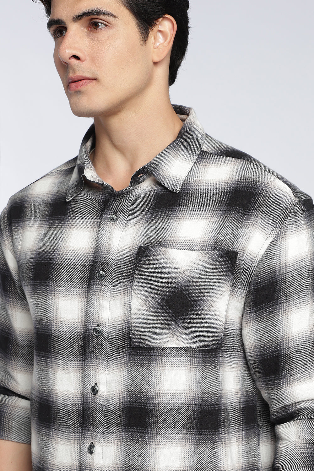 Black Cotton Regular Fit Shirt For Men - Image 3