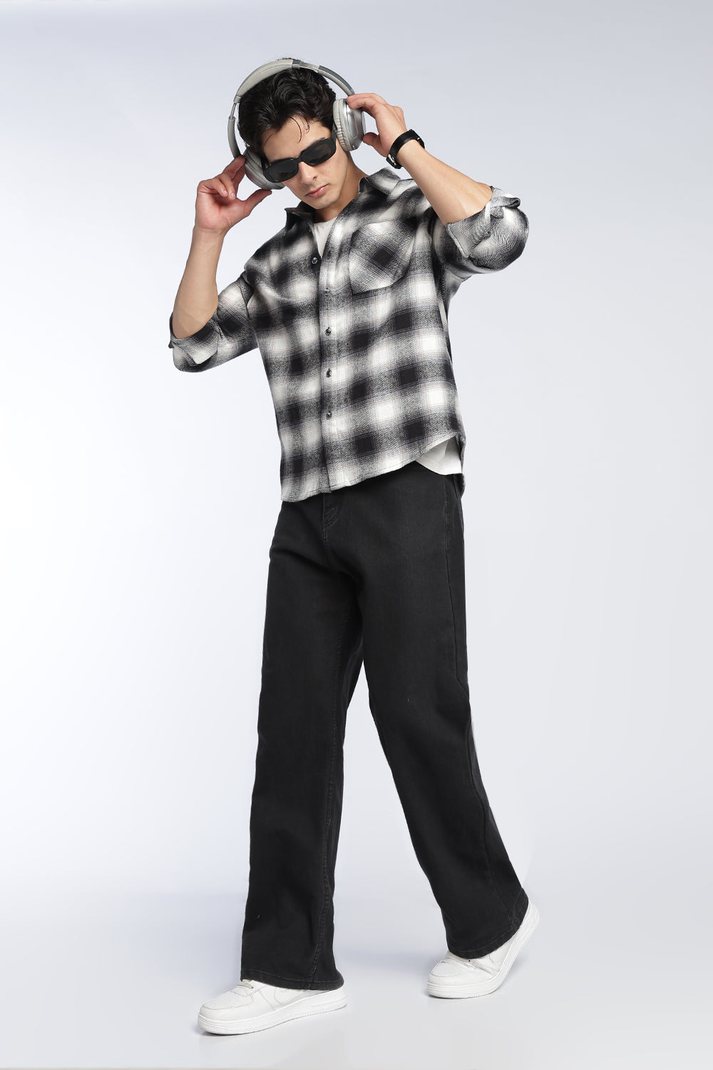 Black Cotton Regular Fit Shirt For Men - Image 6