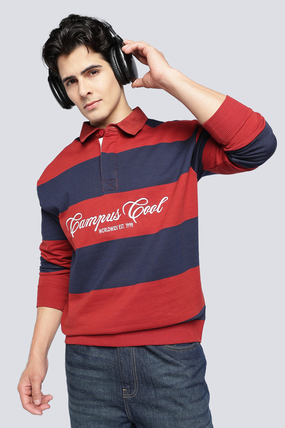 Red Stripes Regular Fit Sweatshirt For Men - Image 1