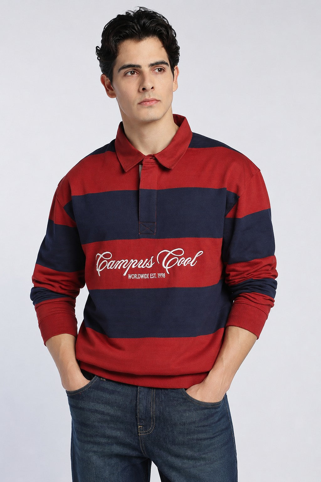 Red Stripes Regular Fit Sweatshirt For Men - Image 2