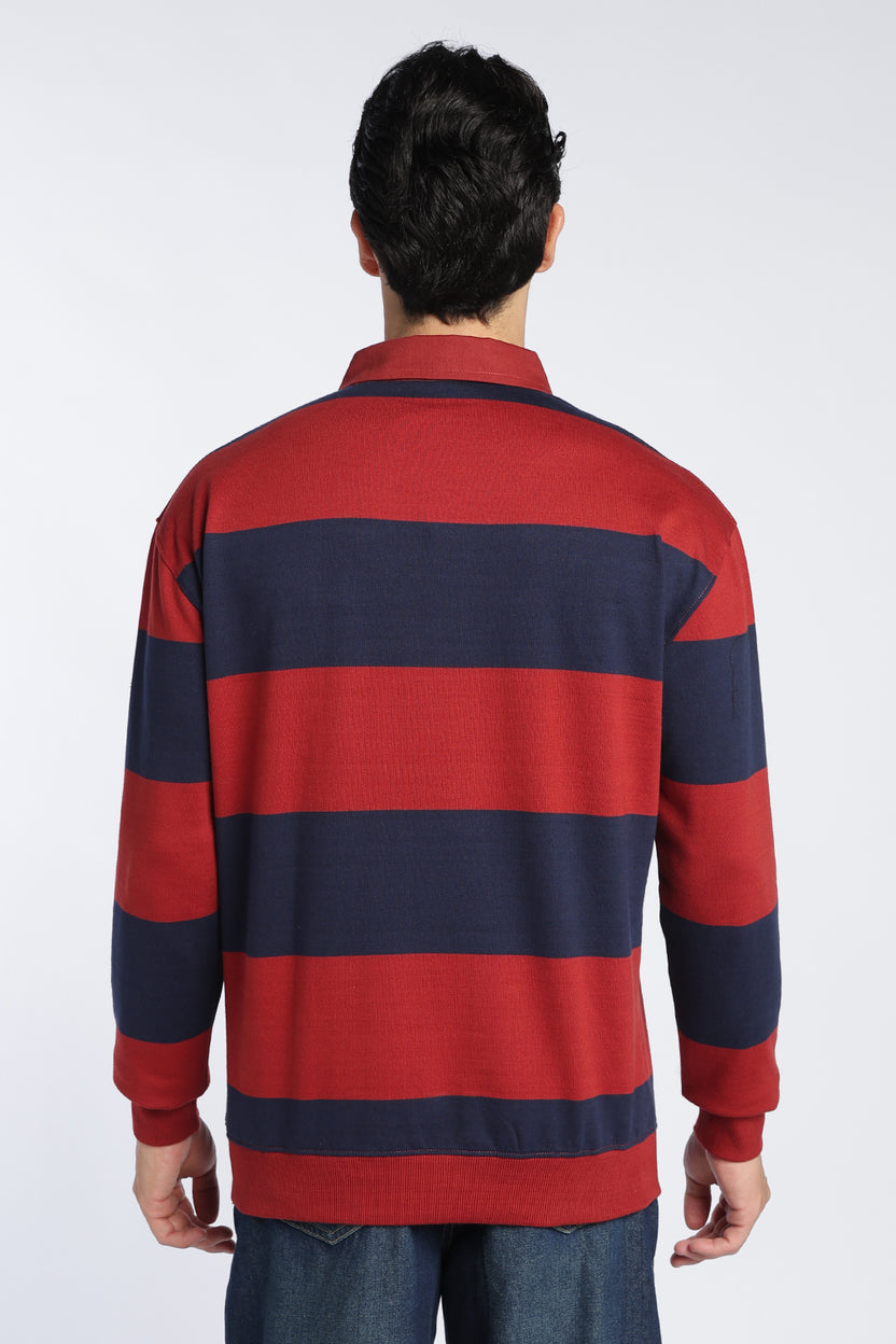 Red Stripes Regular Fit Sweatshirt For Men - Image 5