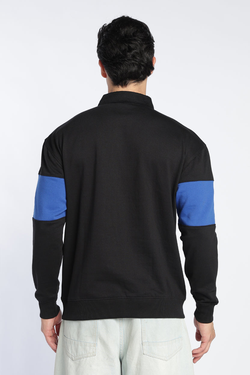 Black Color Block Regular Fit Sweatshirt For Men - Image 5