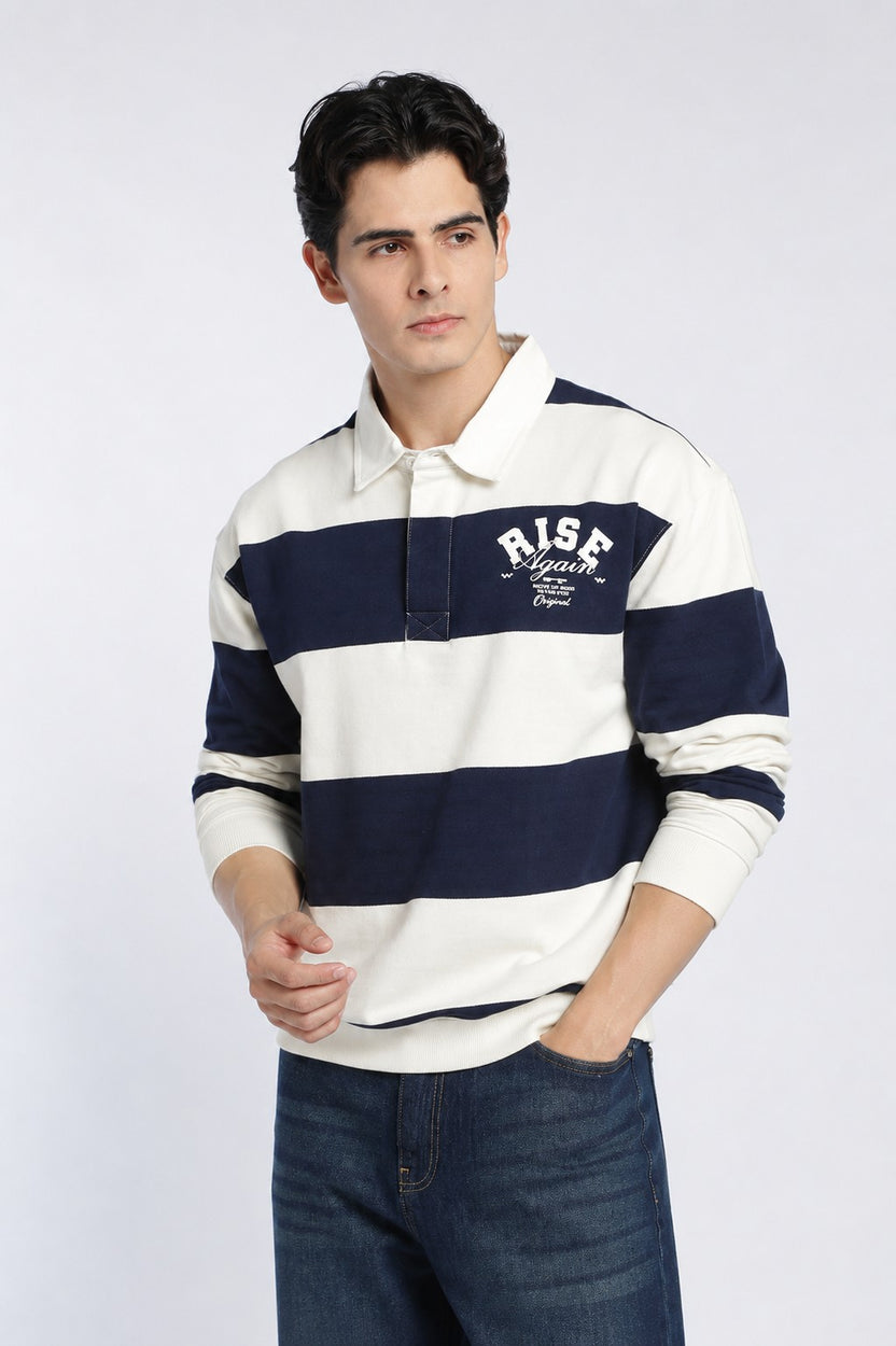 White Stripes Regular Fit Sweatshirt For Men - Image 2