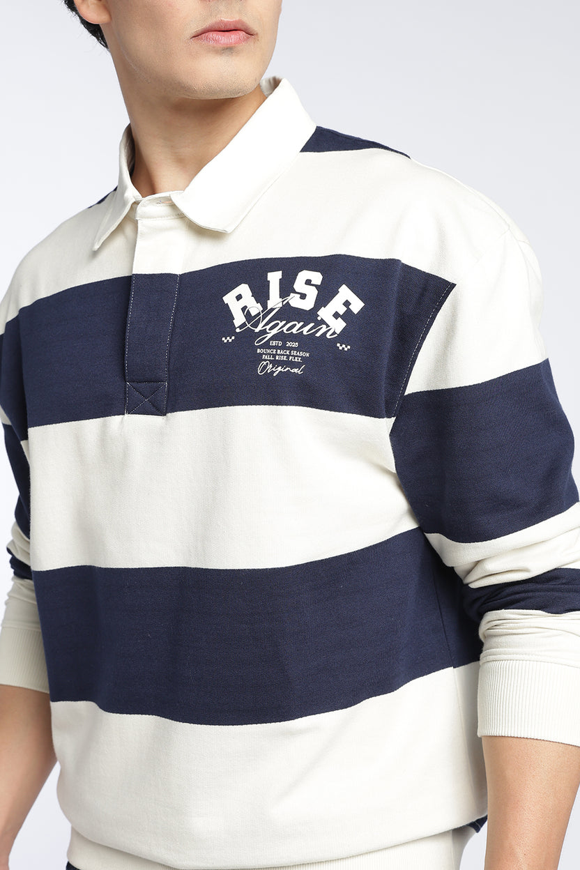 White Stripes Regular Fit Sweatshirt For Men - Image 3