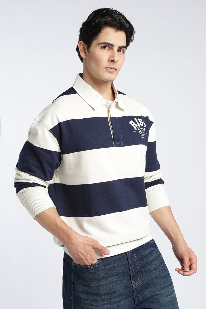 White Stripes Regular Fit Sweatshirt For Men - Image 4