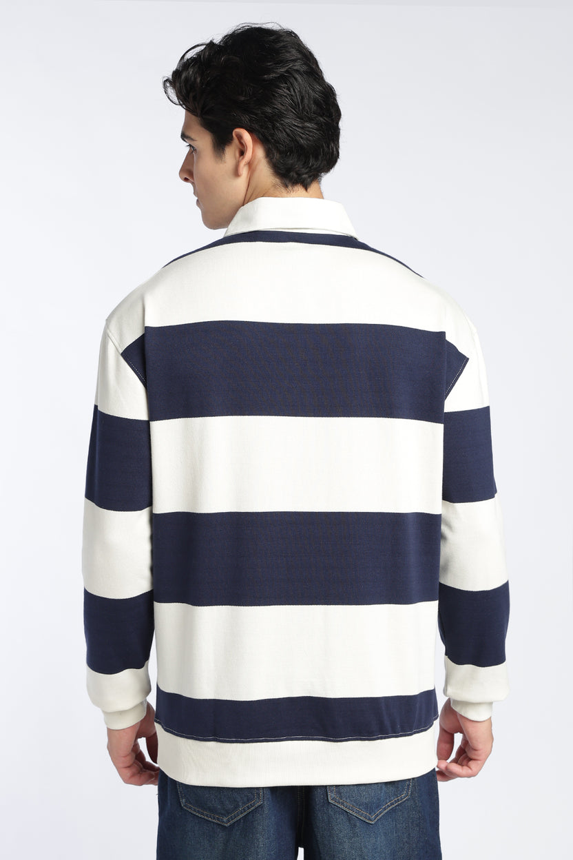 White Stripes Regular Fit Sweatshirt For Men - Image 5