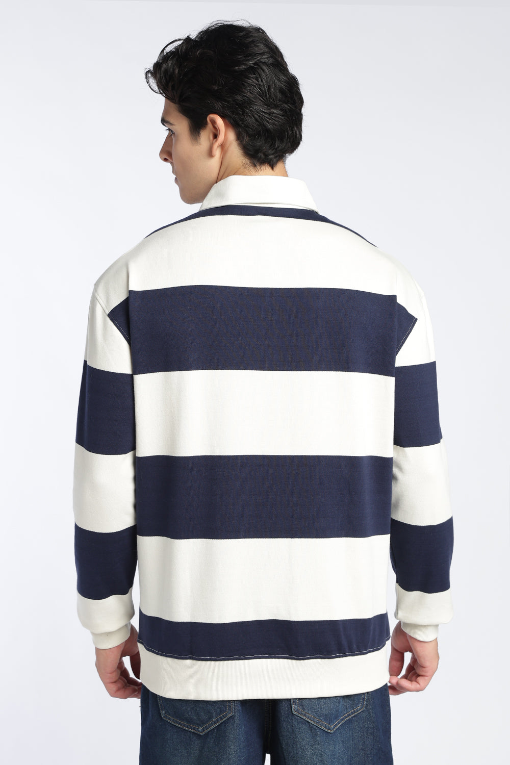 White Stripes Regular Fit Sweatshirt For Men - Image 5