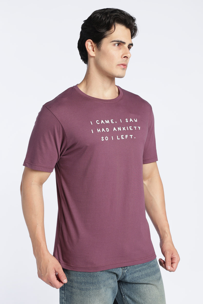 Mens Regular Mauve  T-Shirt - Image 4