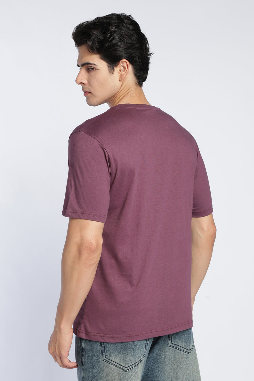 Mens Regular Mauve  T-Shirt - Image 5
