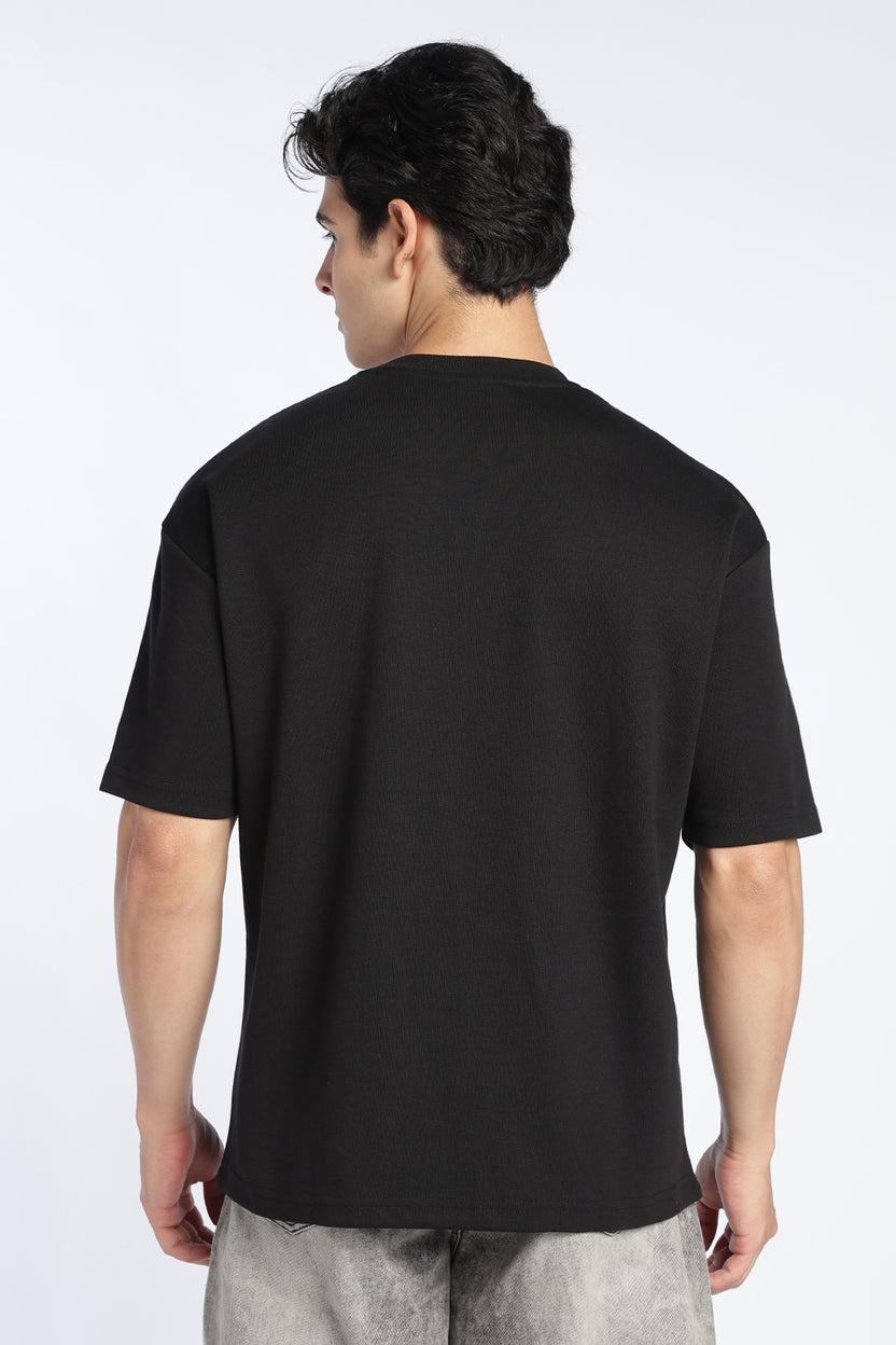 Mens Oversized Black Emboss T-Shirt - Image 5