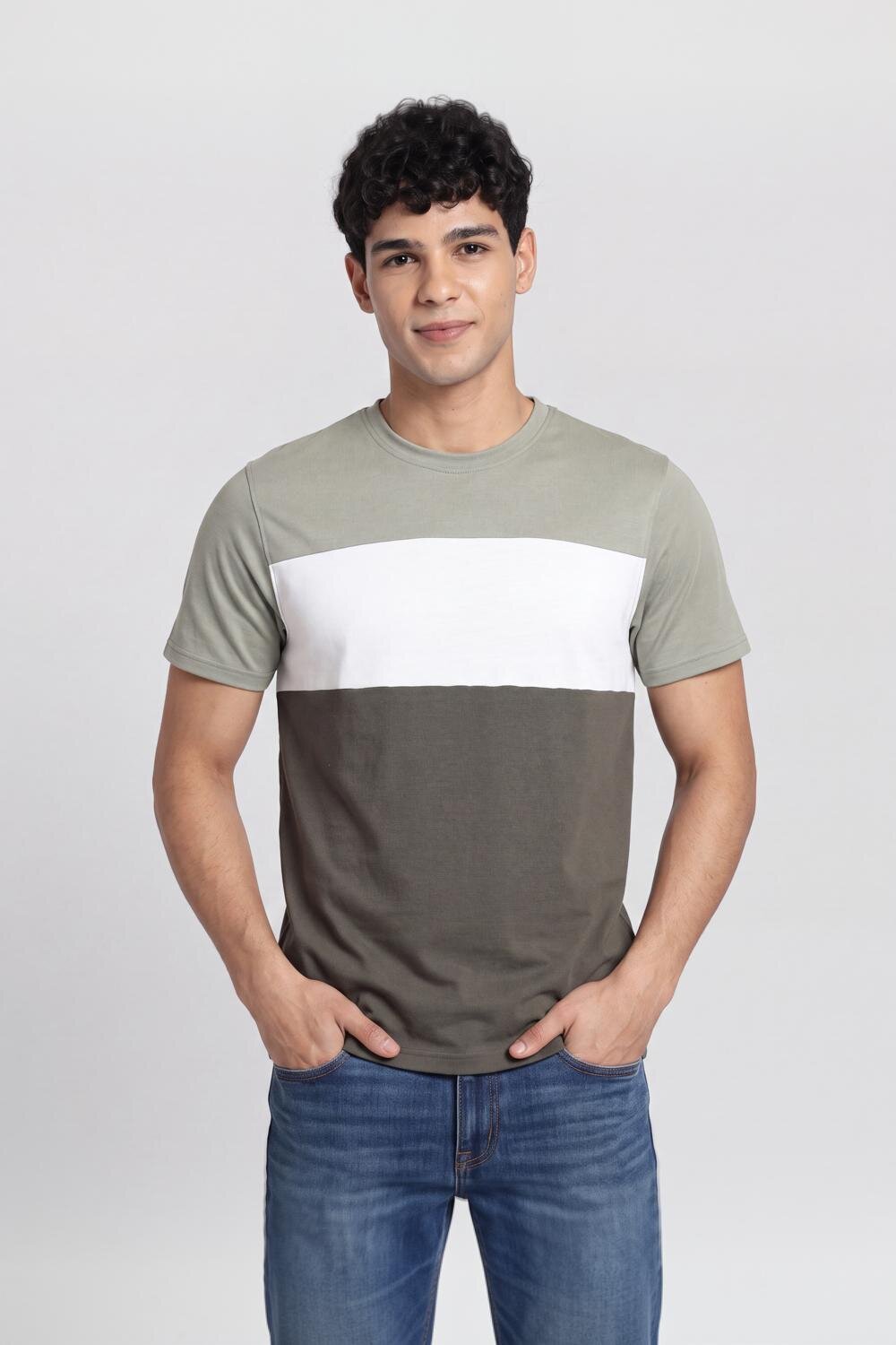 Olive Cotton Regular Fit T-Shirt For Men - Image 2