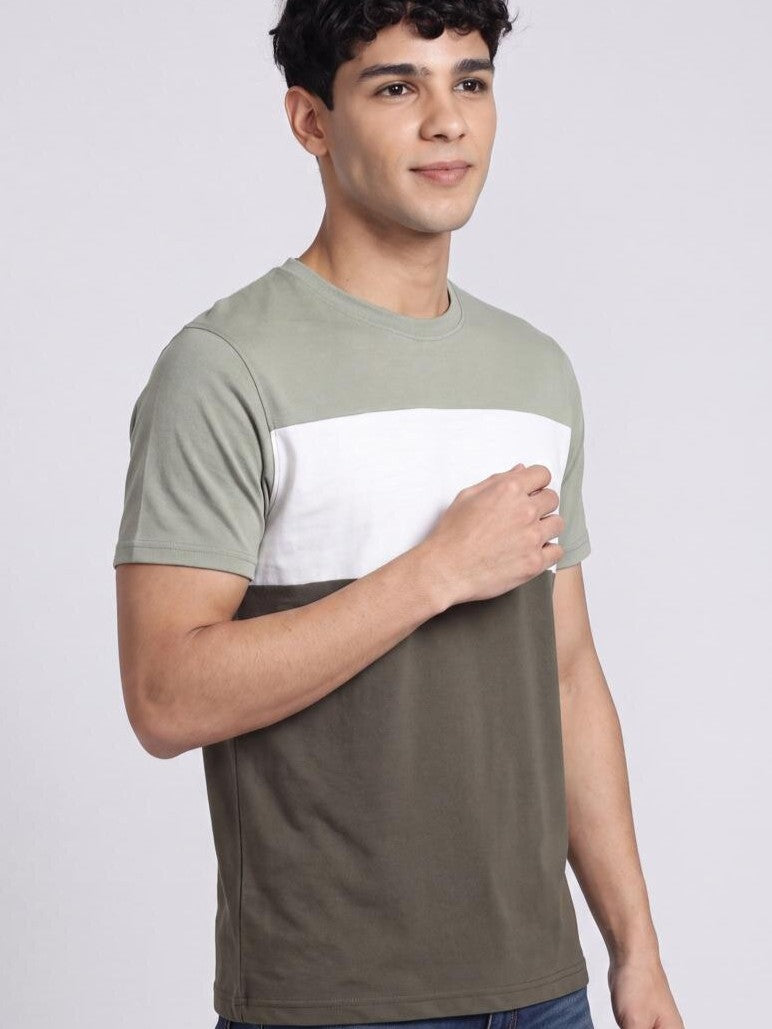 Olive Cotton Regular Fit T-Shirt For Men - Image 3
