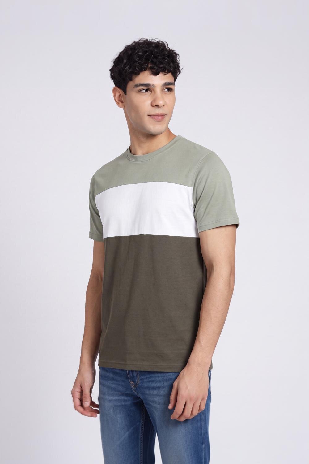 Olive Cotton Regular Fit T-Shirt For Men - Image 4