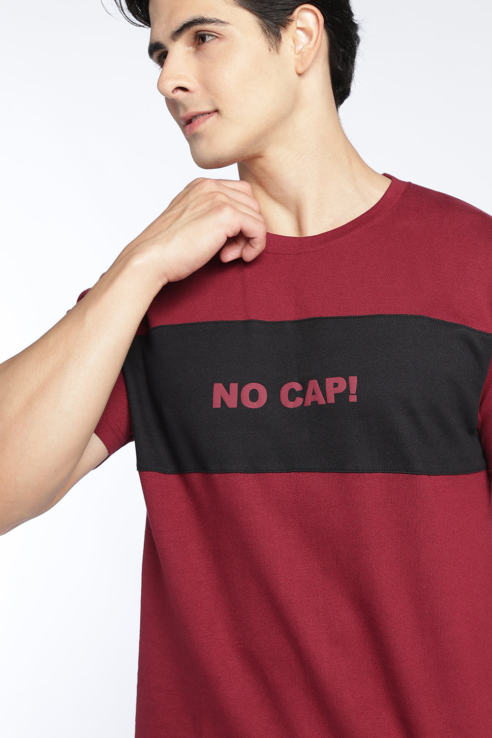 Maroon Cotton Regular Fit T-Shirt For Men - Image 3