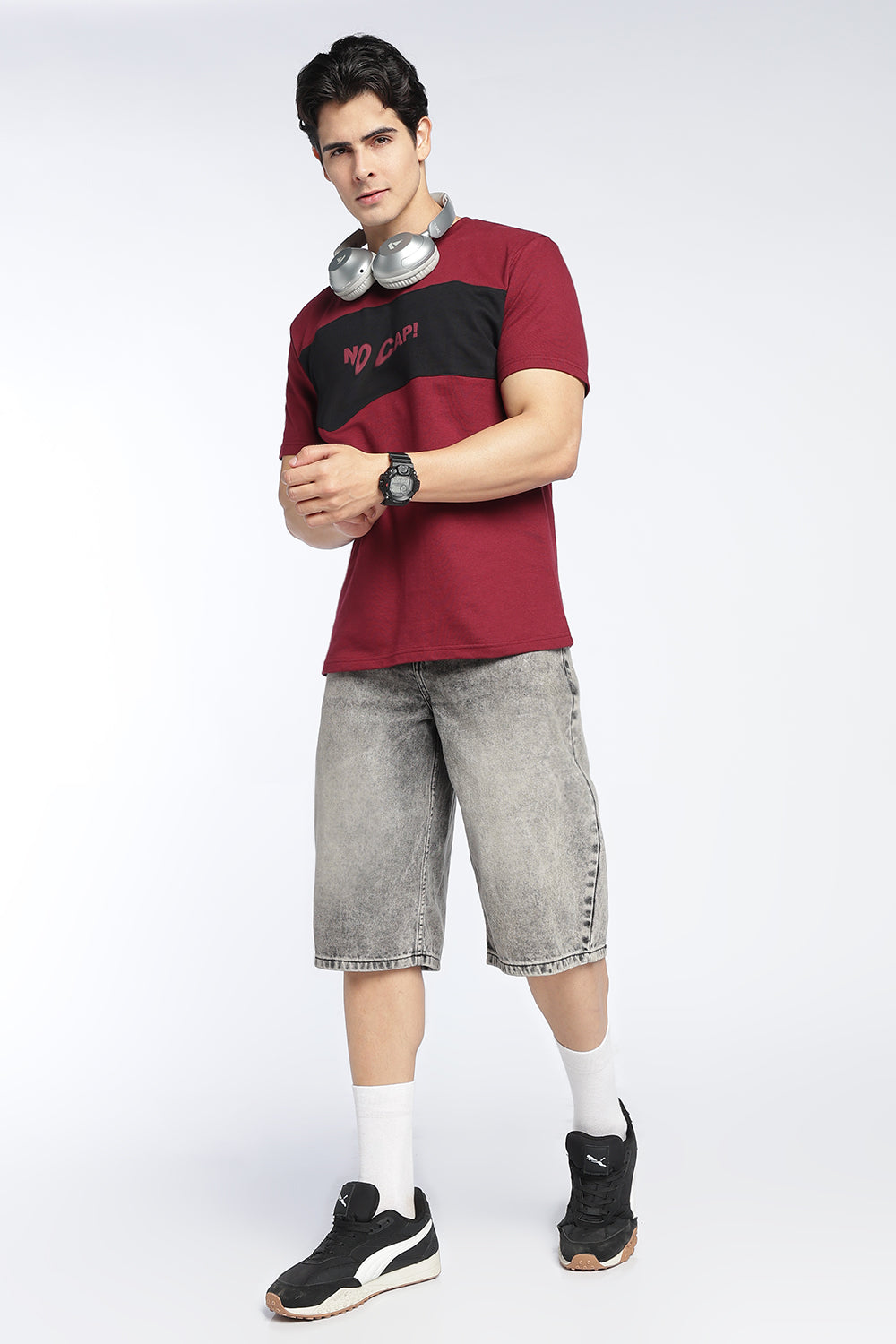 Maroon Cotton Regular Fit T-Shirt For Men - Image 6