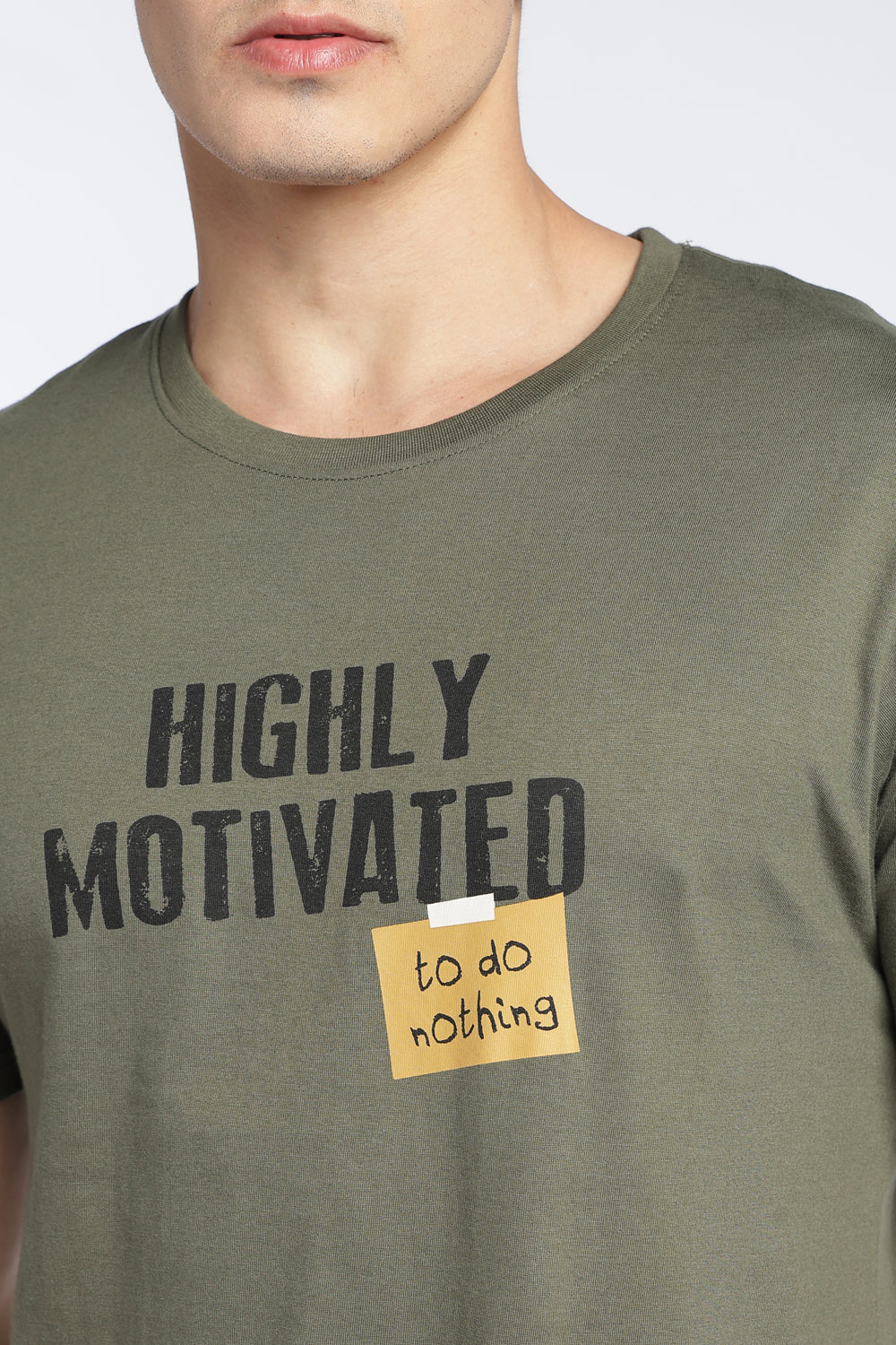 Olive Letter Relaxed Fit T-Shirt For Men - Image 3