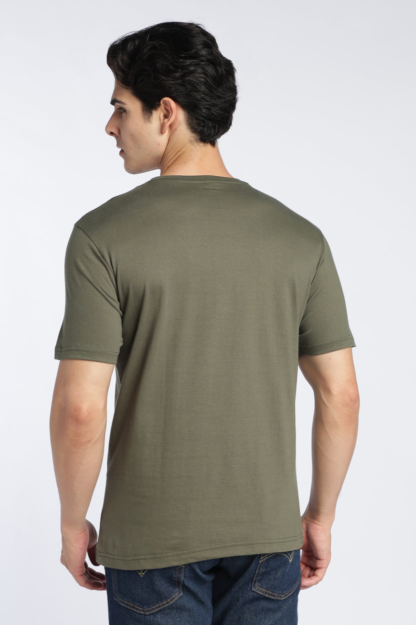 Olive Letter Relaxed Fit T-Shirt For Men - Image 6