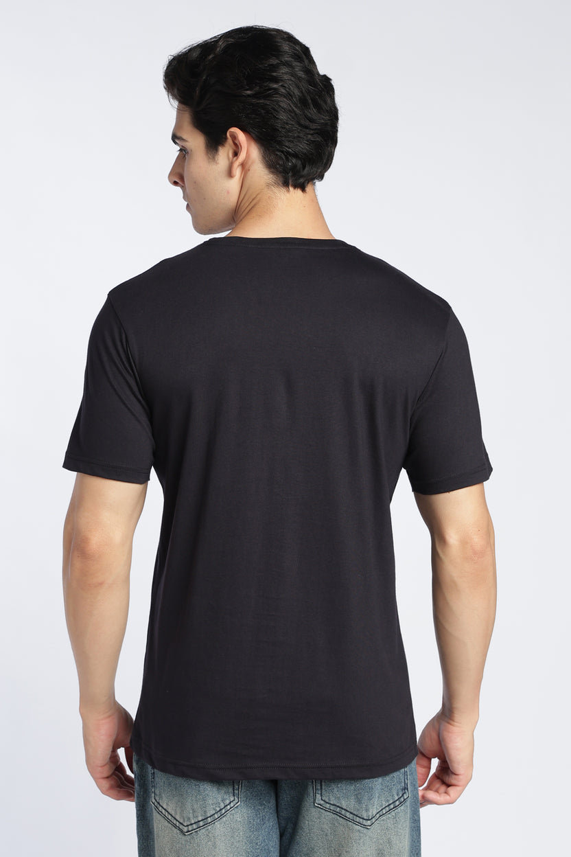 Mens Regular Black Letter Printed T-Shirt - Image 6