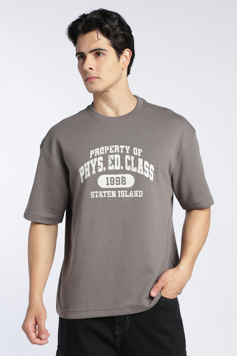 Grey Cotton Blend Boxy Fit T-Shirt For Men - Image 2