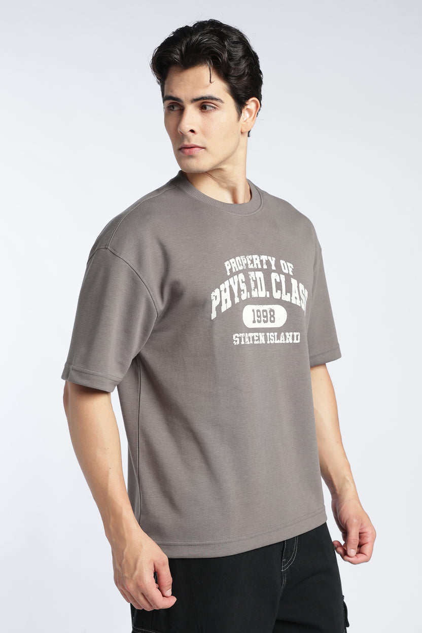 Grey Cotton Blend Boxy Fit T-Shirt For Men - Image 4