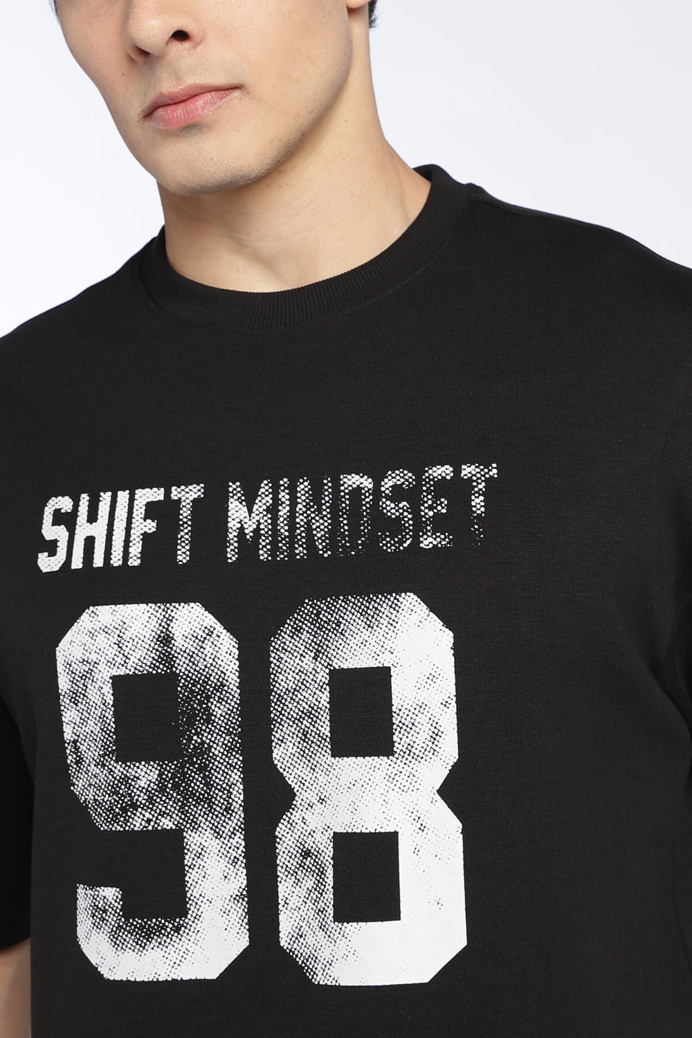 Black Letter Cotton Blend Regular Fit T-Shirt For Men - Image 2