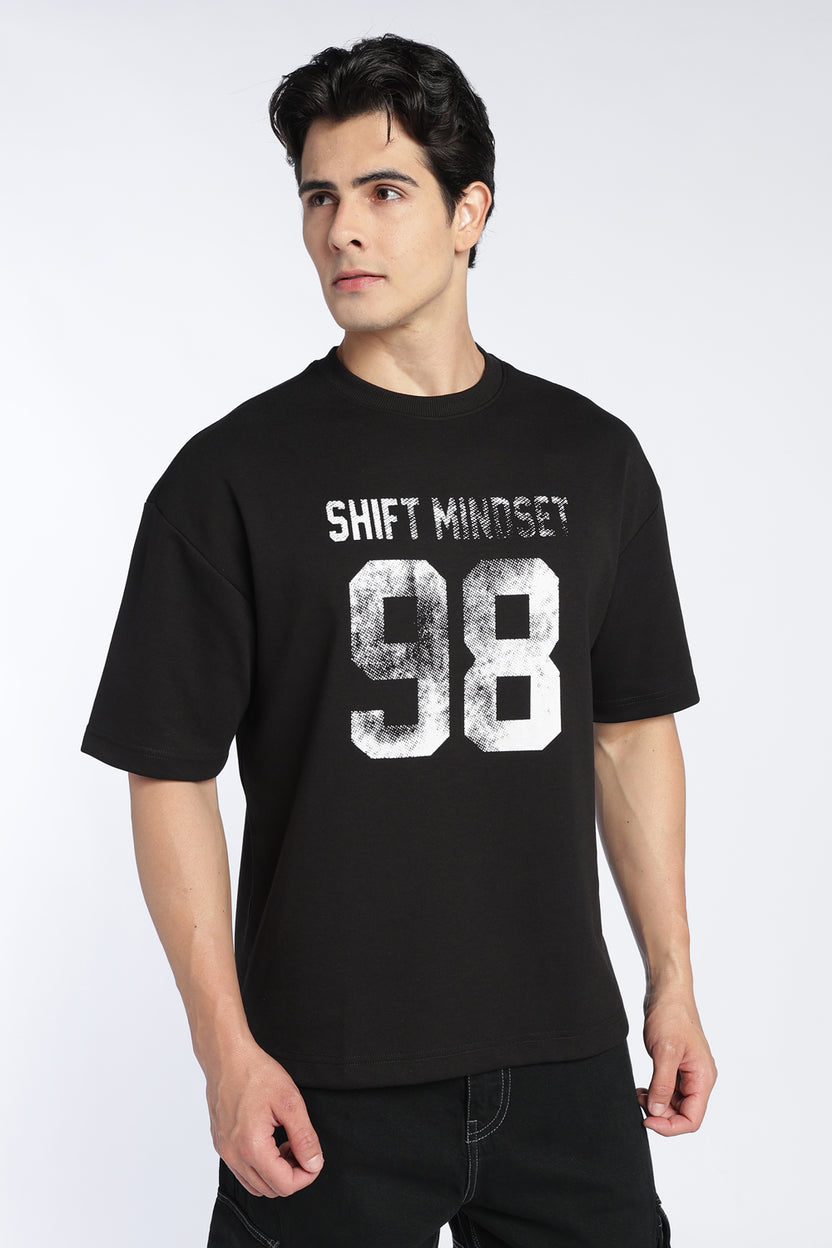 Black Letter Cotton Blend Regular Fit T-Shirt For Men - Image 3